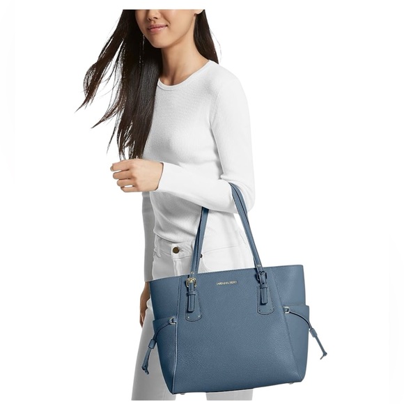 Michael Kors Blue Leather Tote Bag - Picture 7 of 7